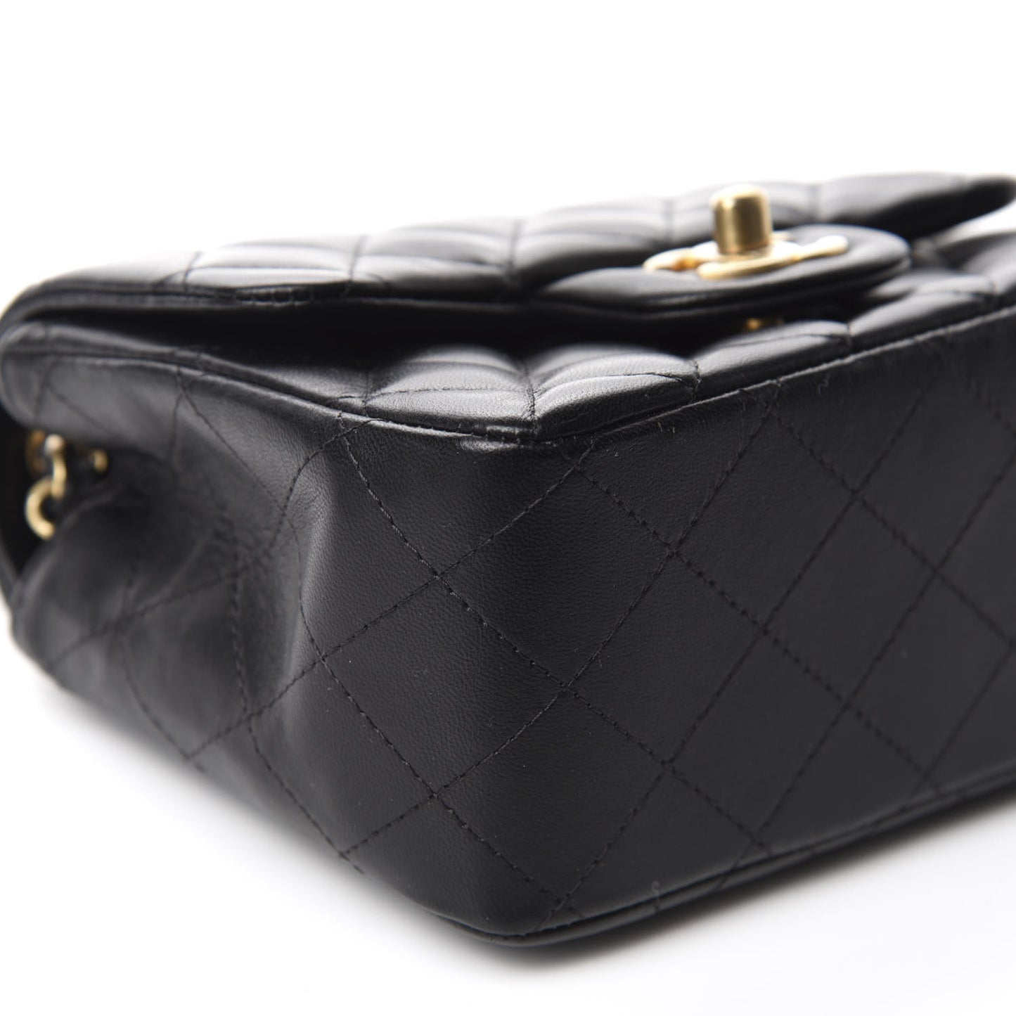 Lambskin Quilted Mini Square Flap Black
