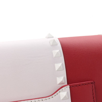Valentino Garavani Vitello Colorblock Large Free Rockstud Halfmoon Saddle Bag Rosso Valentino White 13 of 13