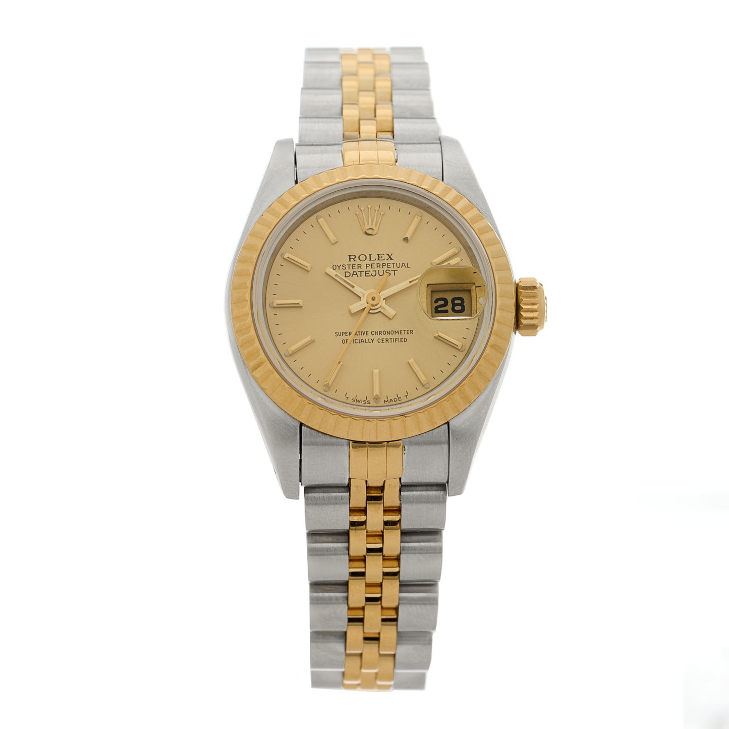 Stainless Steel 18K Yellow Gold 26mm Oyster Perpetual Datejust Watch Champagne 69173