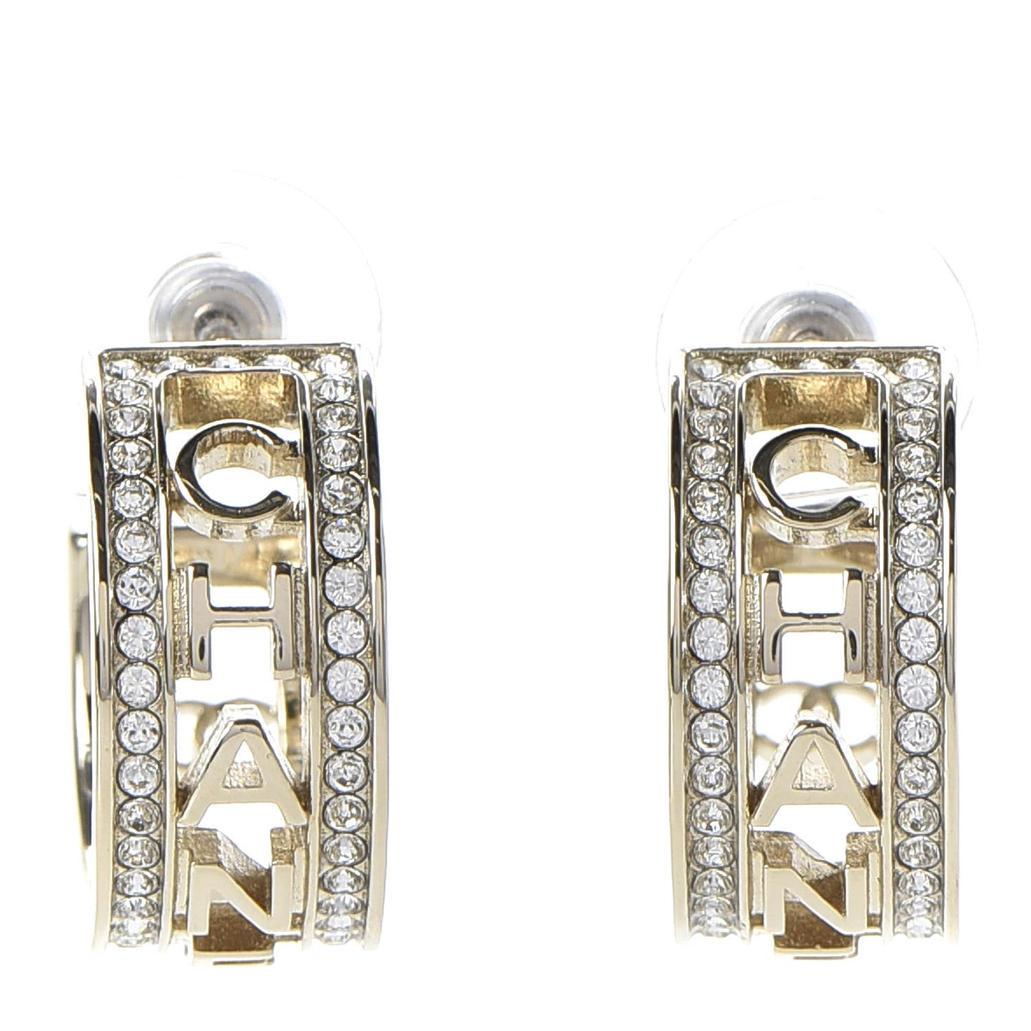 Metal Crystal Bow-tiful CC Hoop Earrings Gold