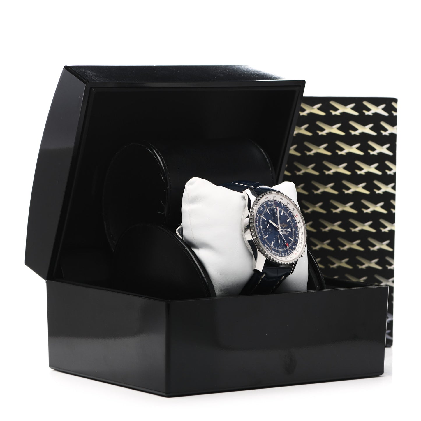 Stainless Steel Alligator 46mm 1884 Chronometre Navitimer Automatic Watch Blue A24322