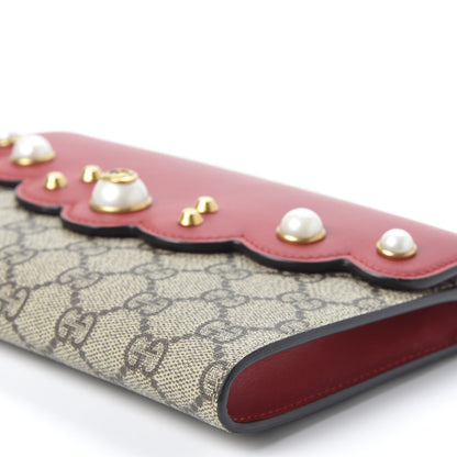 Gucci GG Supreme Monogram Mini Peony Pearly Clutch Red 7 of 10