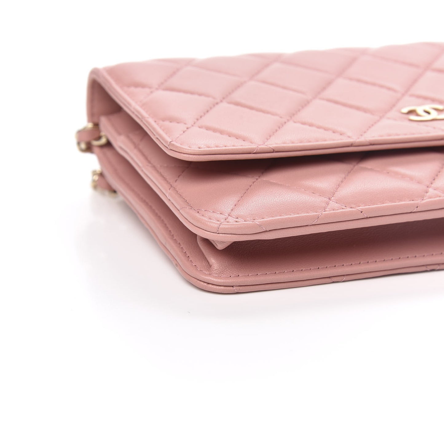 Lambskin Quilted Wallet On Chain WOC Pink