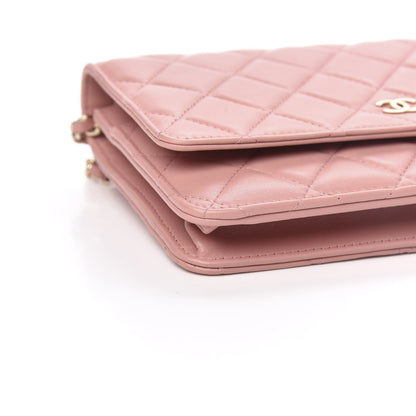 Chanel Lambskin Quilted Wallet On Chain WOC Pink 9 of 11