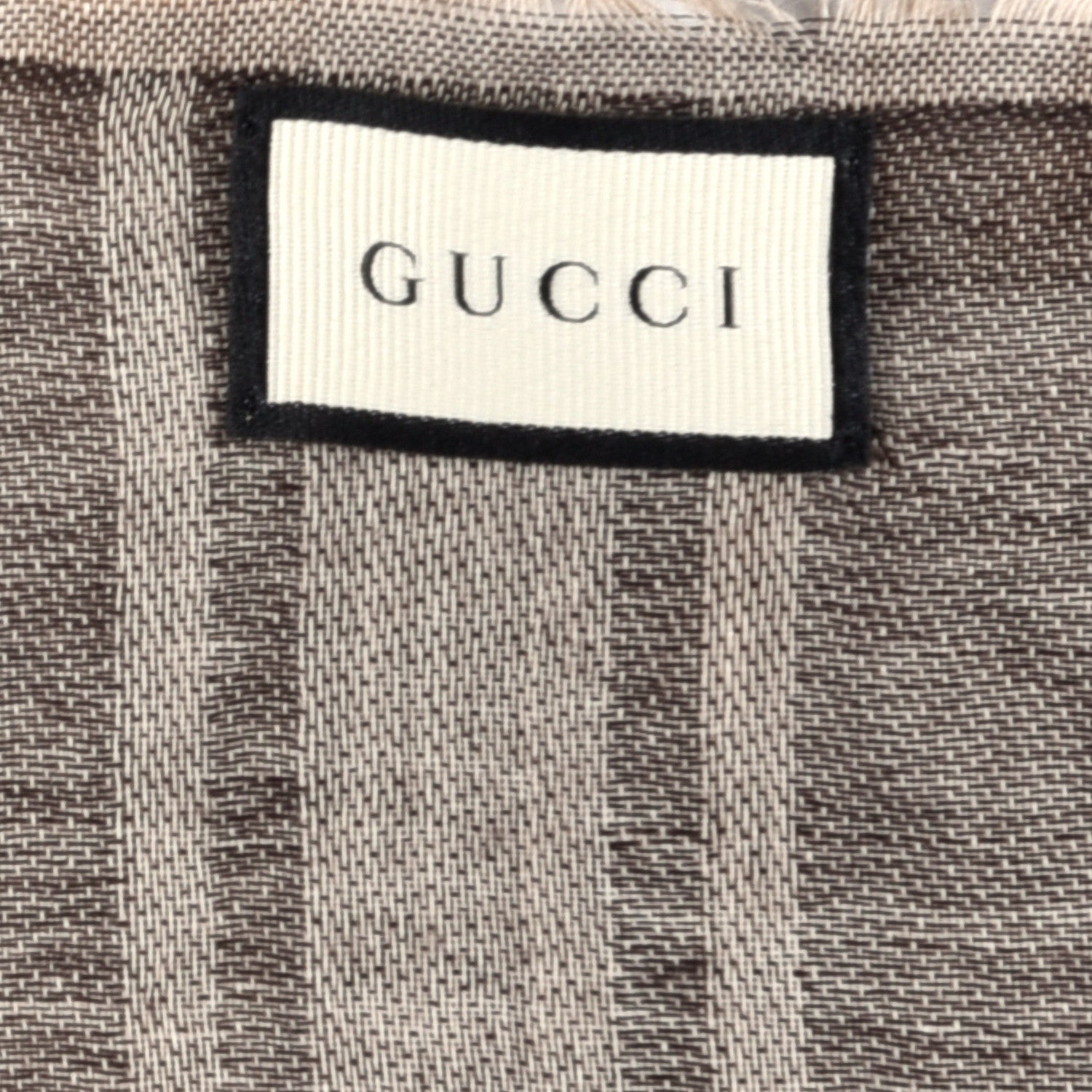 Gucci Wool Silk Monogram Fringe Square Scarf Brown 2 of 4
