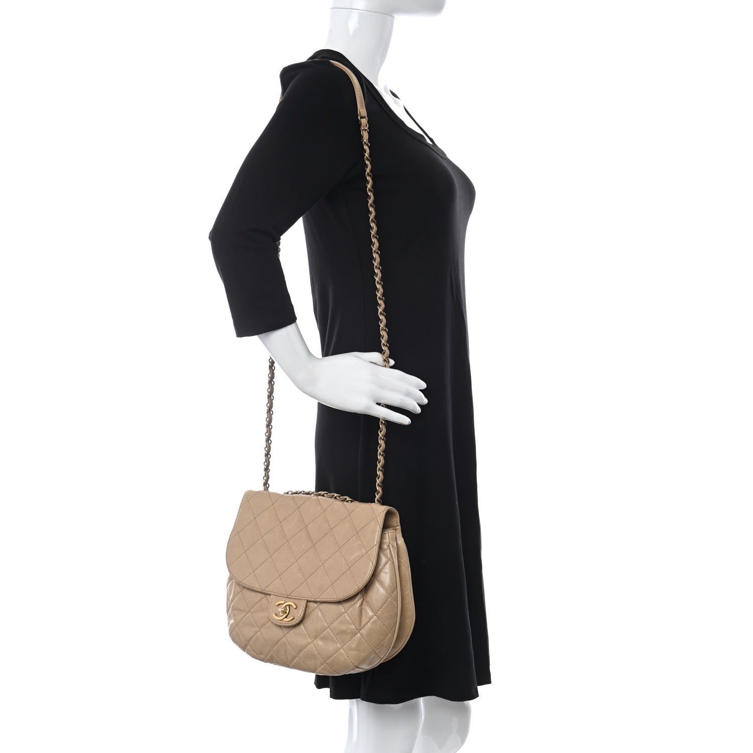 Chanel Glazed Calfskin Quilted Medium Bubble CC Flap Beige 2 of 12