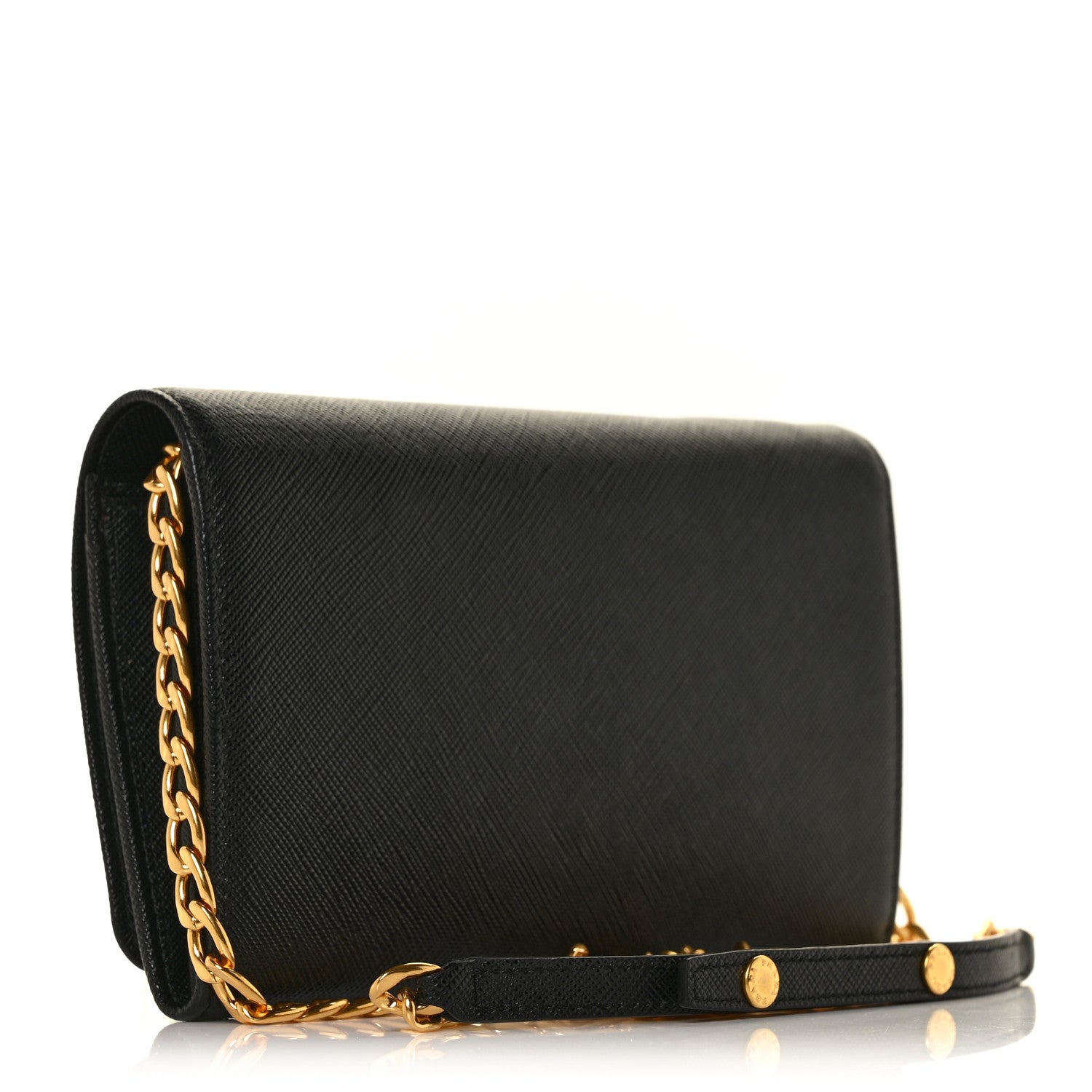 Prada Saffiano Bow Flap Wallet Nero Black 4 of 24
