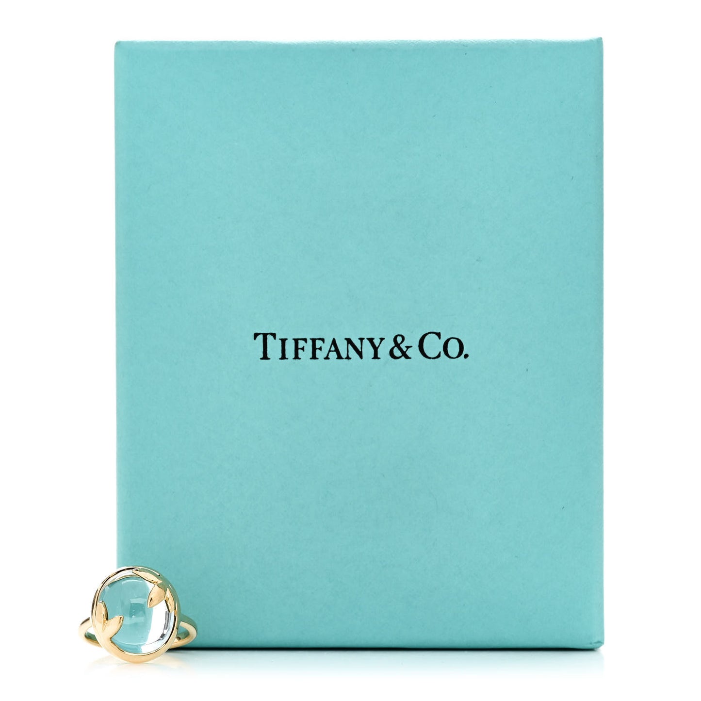 18K Yellow Gold Blue Topaz Paloma Picasso Olive Leaf Ring 49 5