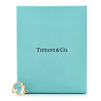 Tiffany 18K Yellow Gold Blue Topaz Paloma Picasso Olive Leaf Ring 49 5 8 of 8