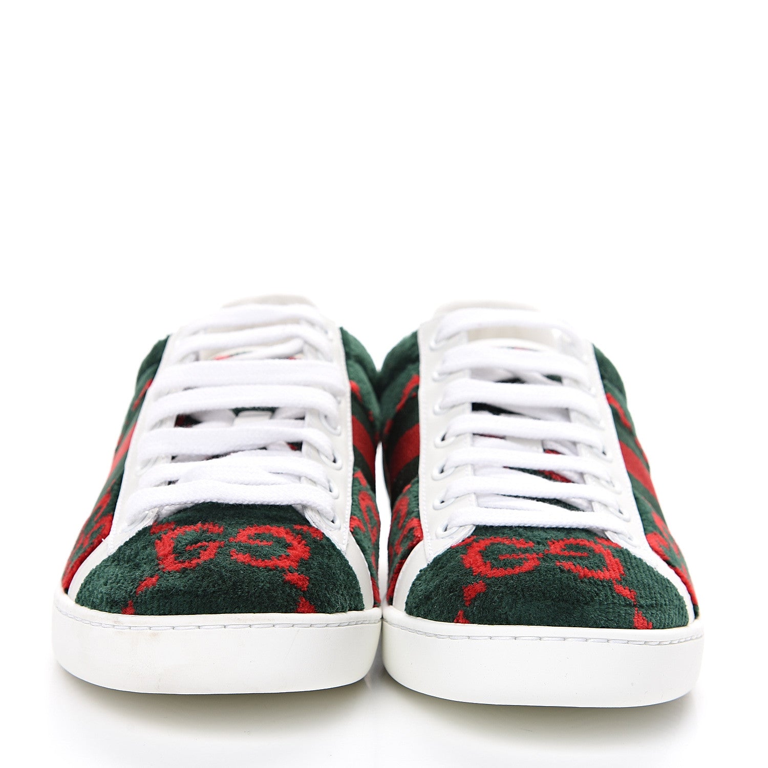 Gucci Terry Cloth GG Monogram Web Womens Ace Sneakers 36 Green Red 2 of 10