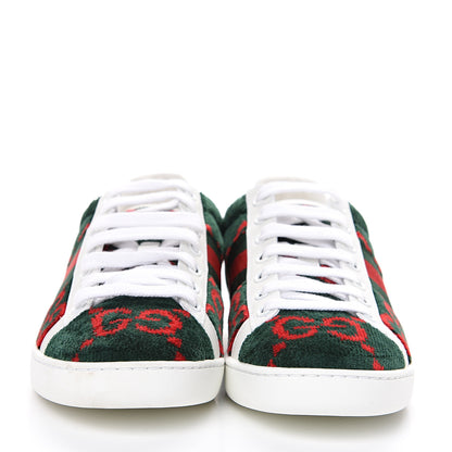 Gucci Terry Cloth GG Monogram Web Womens Ace Sneakers 36 Green Red 2 of 10