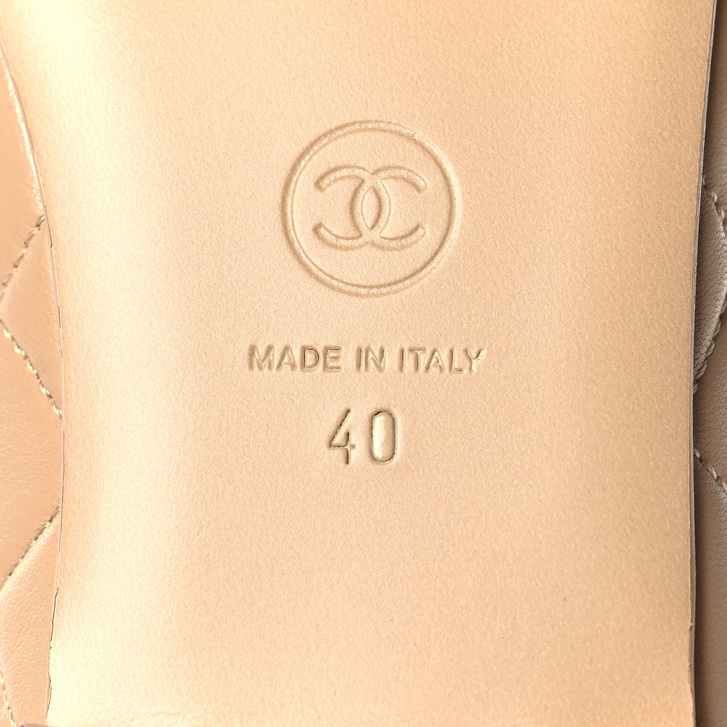 Lambskin Quilted CC Ballerina Flats 40 Light Beige