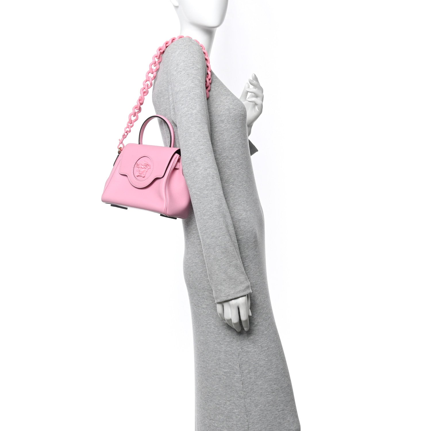 Versace Grained Calfskin Small La Medusa Top Handle Bag Pink 2 of 13