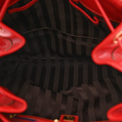 MCM Grained Calfskin Studded Drawstring Bucket Bag Red 8 of 11