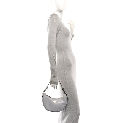Prada Soft Calfskin Arque Shoulder Bag Granito 2 of 10