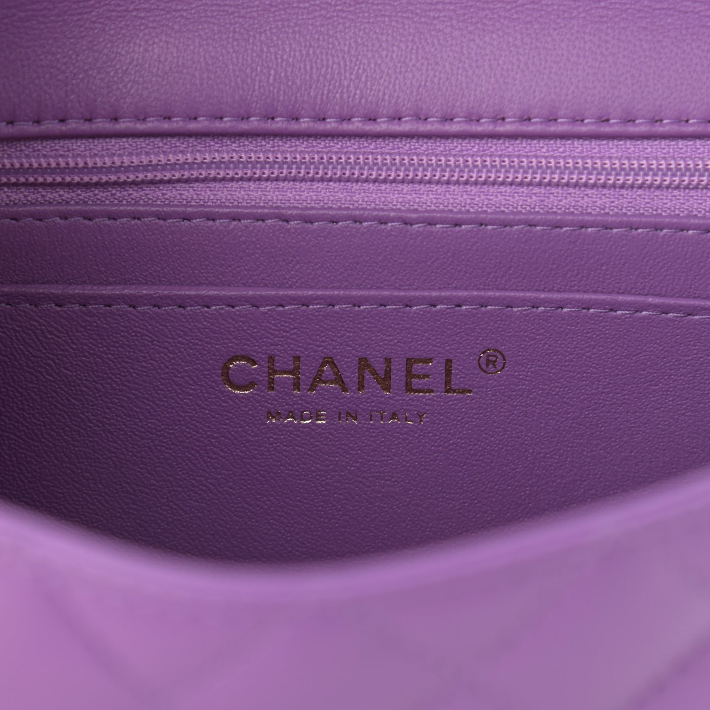 Lambskin Quilted Mini Rectangular Flap Purple