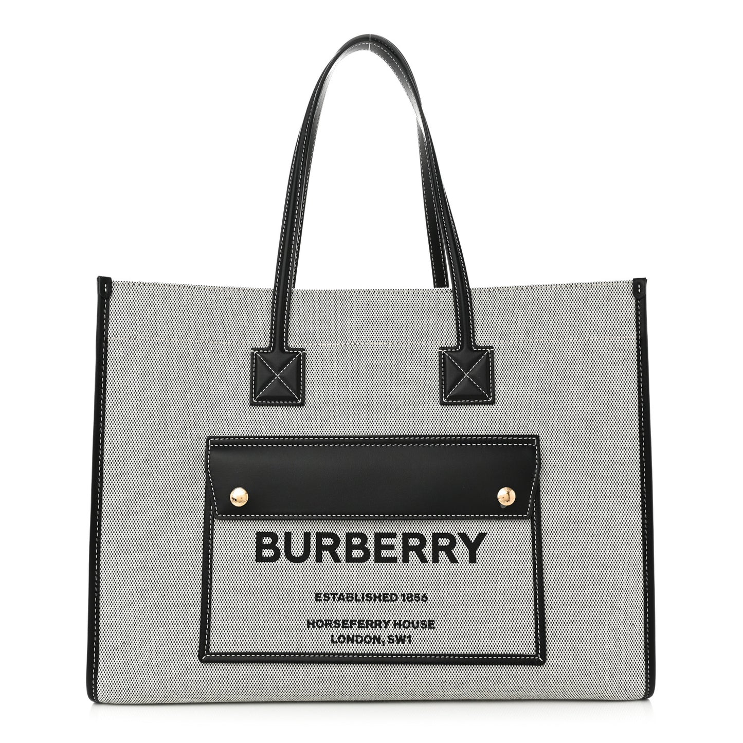 Canvas Smooth Calfskin Medium Two Tone Freya Tote Black