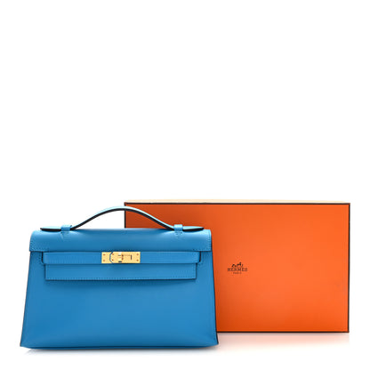 Hermes Swift Kelly Pochette Clutch Bleu Frida 9 of 9