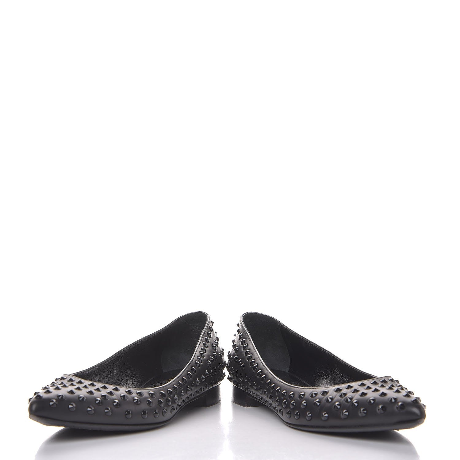 Saint Laurent Calfskin Studded Paris Ballerina Flats 37 Black 5 of 10