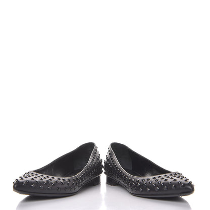 Saint Laurent Calfskin Studded Paris Ballerina Flats 37 Black 5 of 10