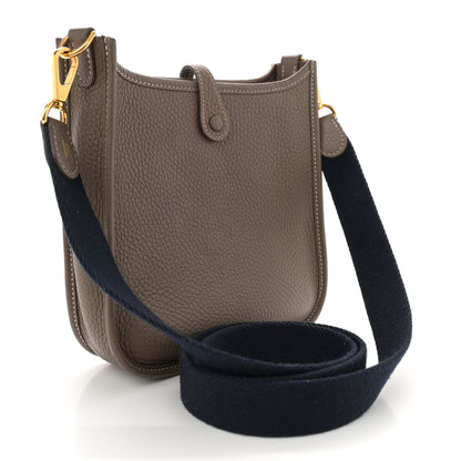 Hermes Taurillon Clemence Amazone Evelyne TPM Etoupe Bleu Indigo 3 of 12