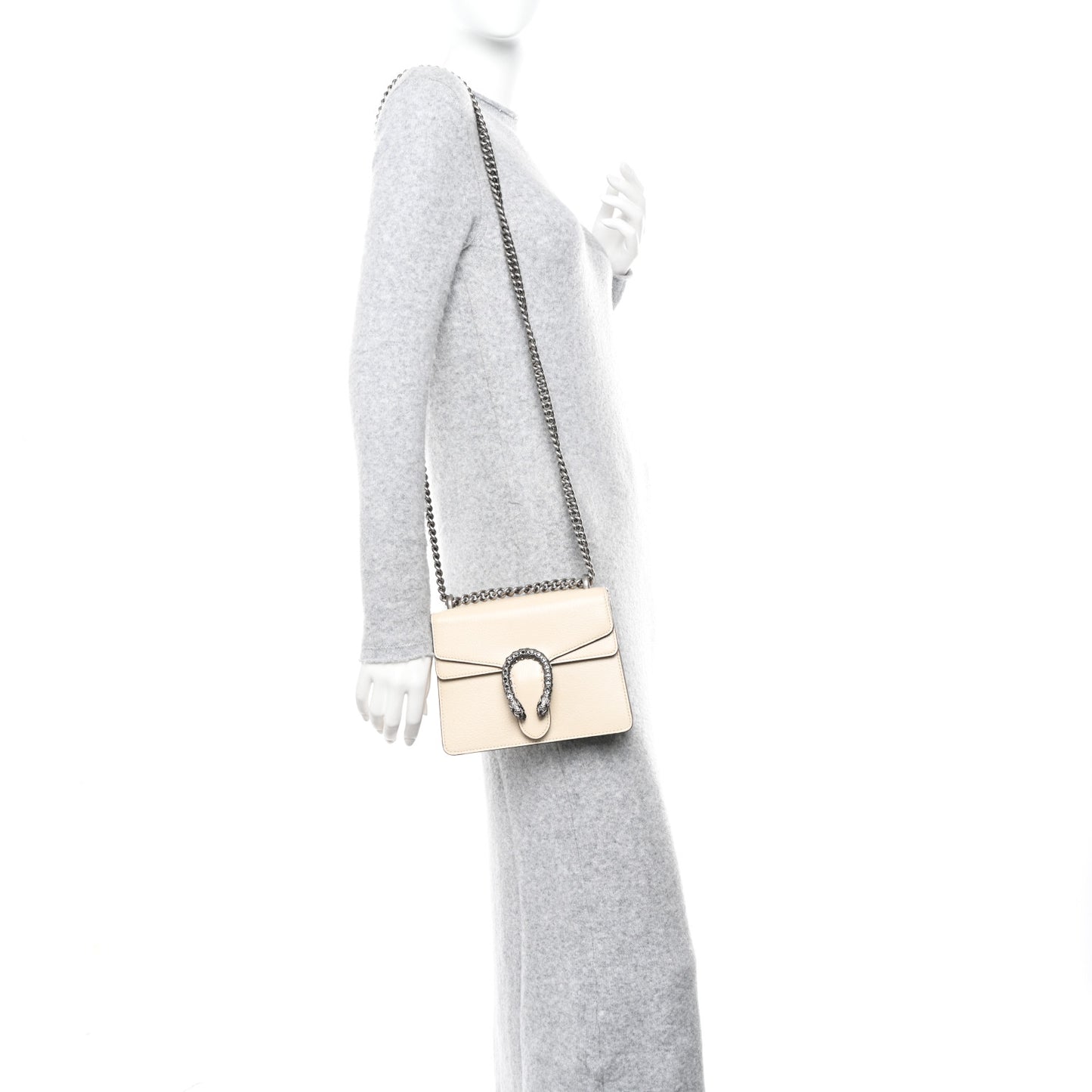 Textured Calfskin Crystal Mini Dionysus Shoulder Bag Mystic White