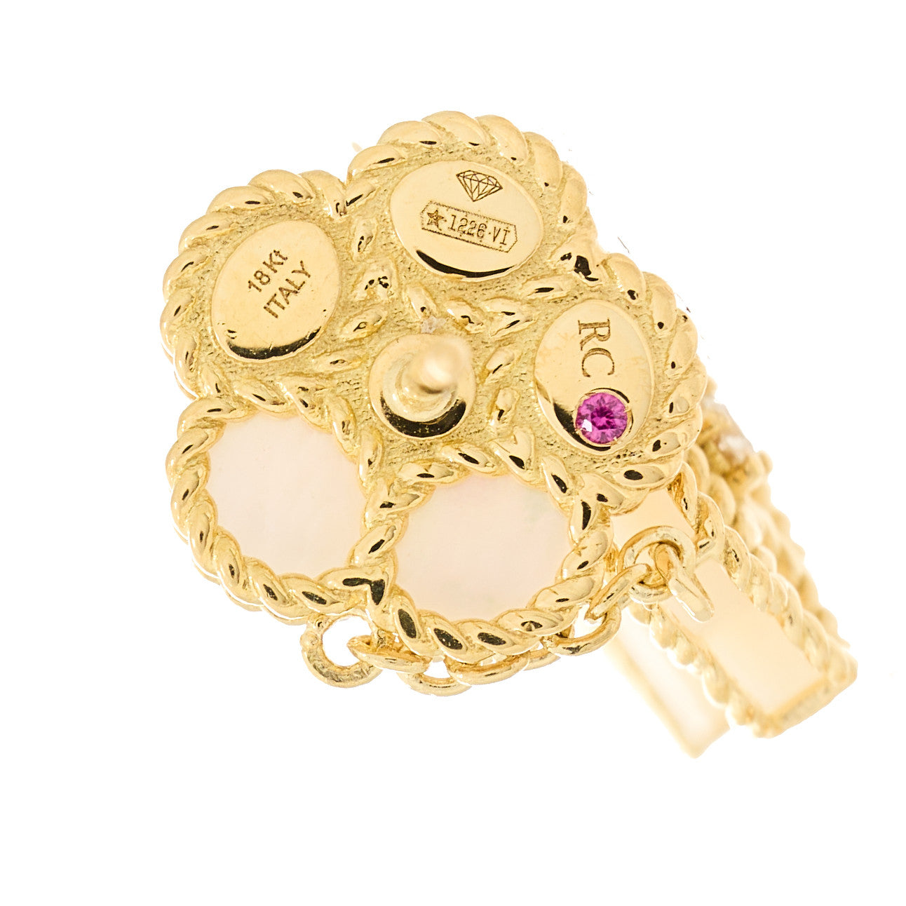 Roberto Coin 18K Yellow Gold Mother of Pearl Diamond Daisy Drop Earrings 4 of 4