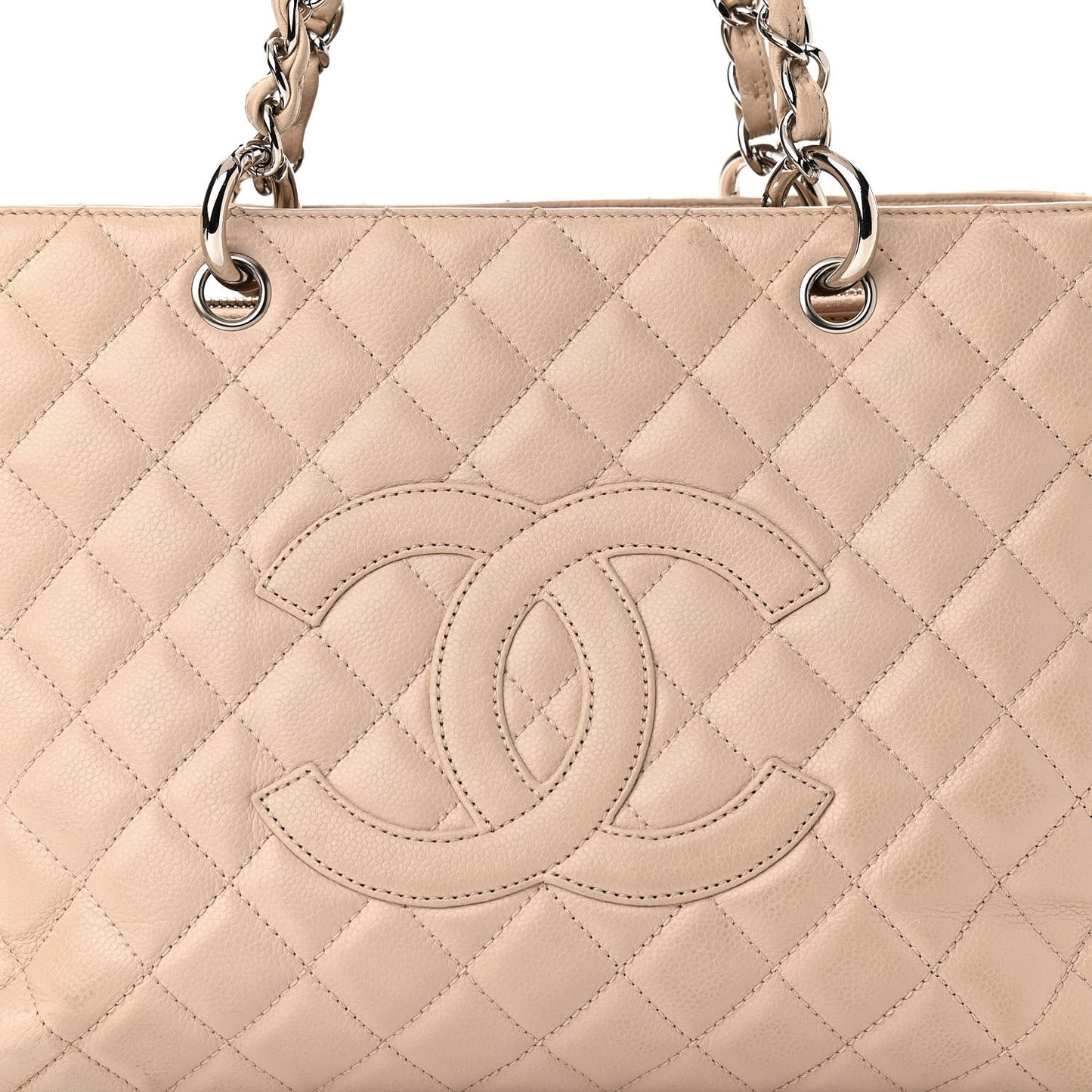 Caviar Quilted Grand Shopping Tote GST Beige Clair