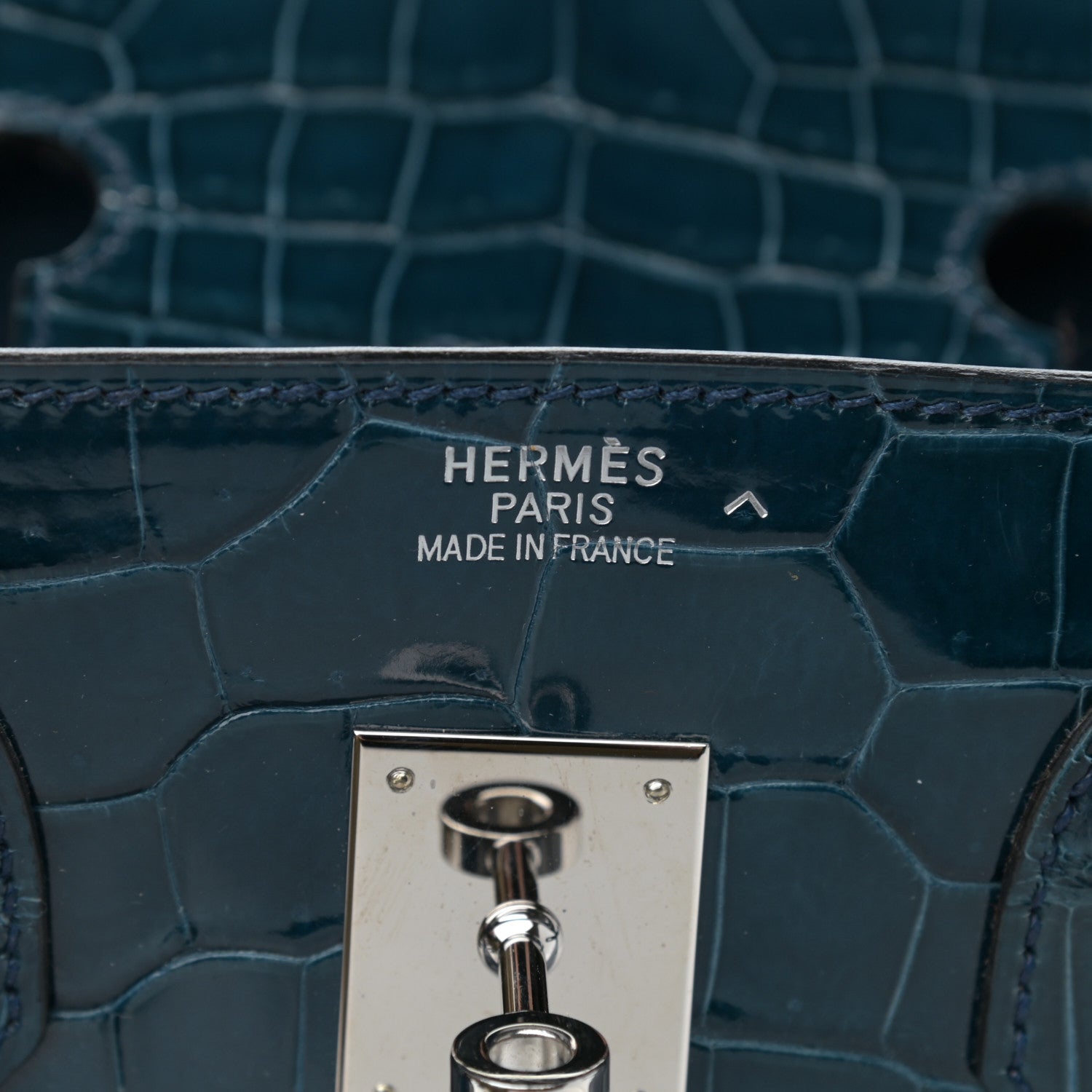 Hermes Shiny Porosus Crocodile Birkin 35 Bleu Roi 6 of 11