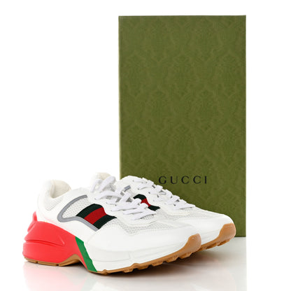 Gucci Lavaredo Eco Fabric Mesh Web Womens Rhyton Reflective Sneakers 39.5 Great White Green Red Silver 8 of 8