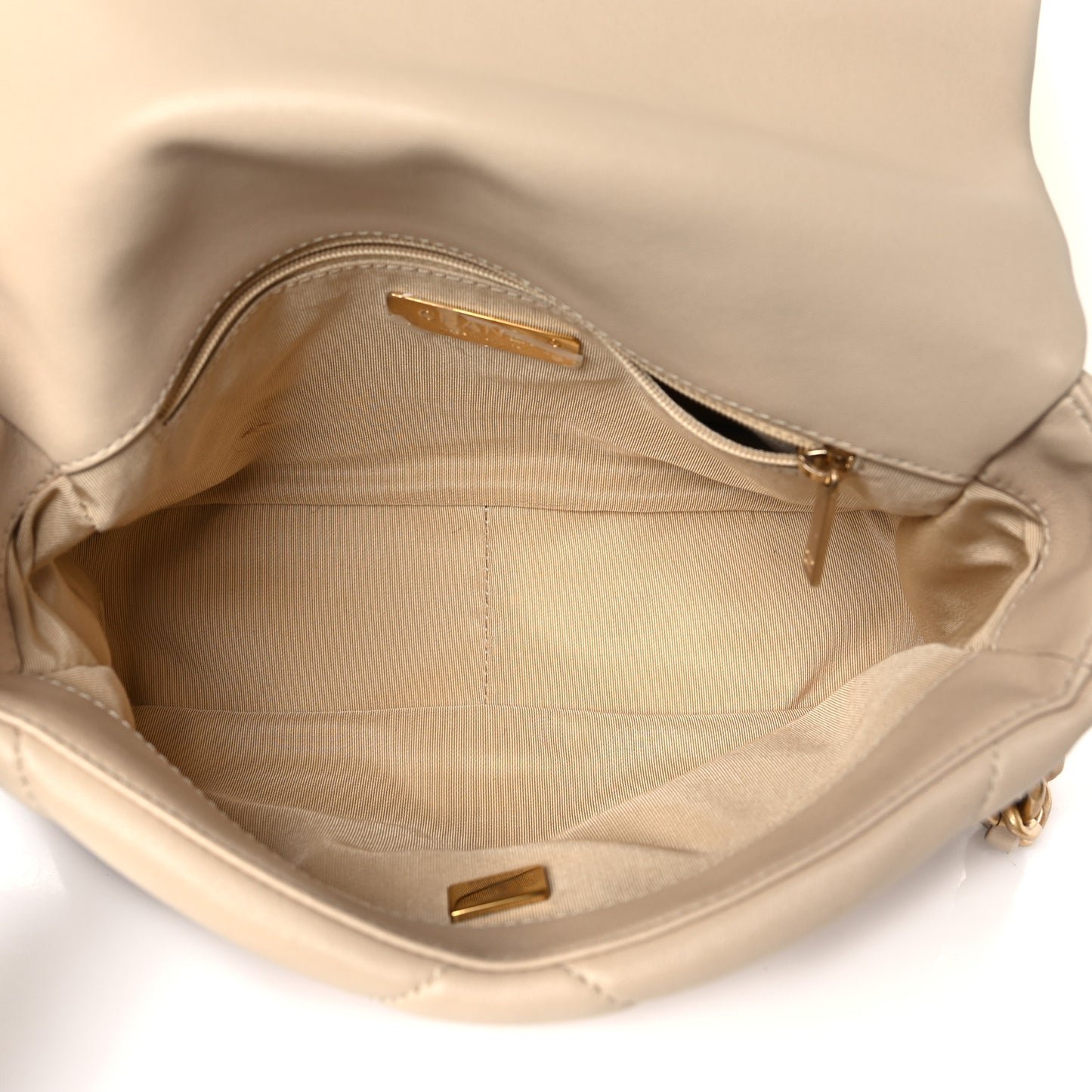 Lambskin Quilted Medium Chanel 19 Flap Beige