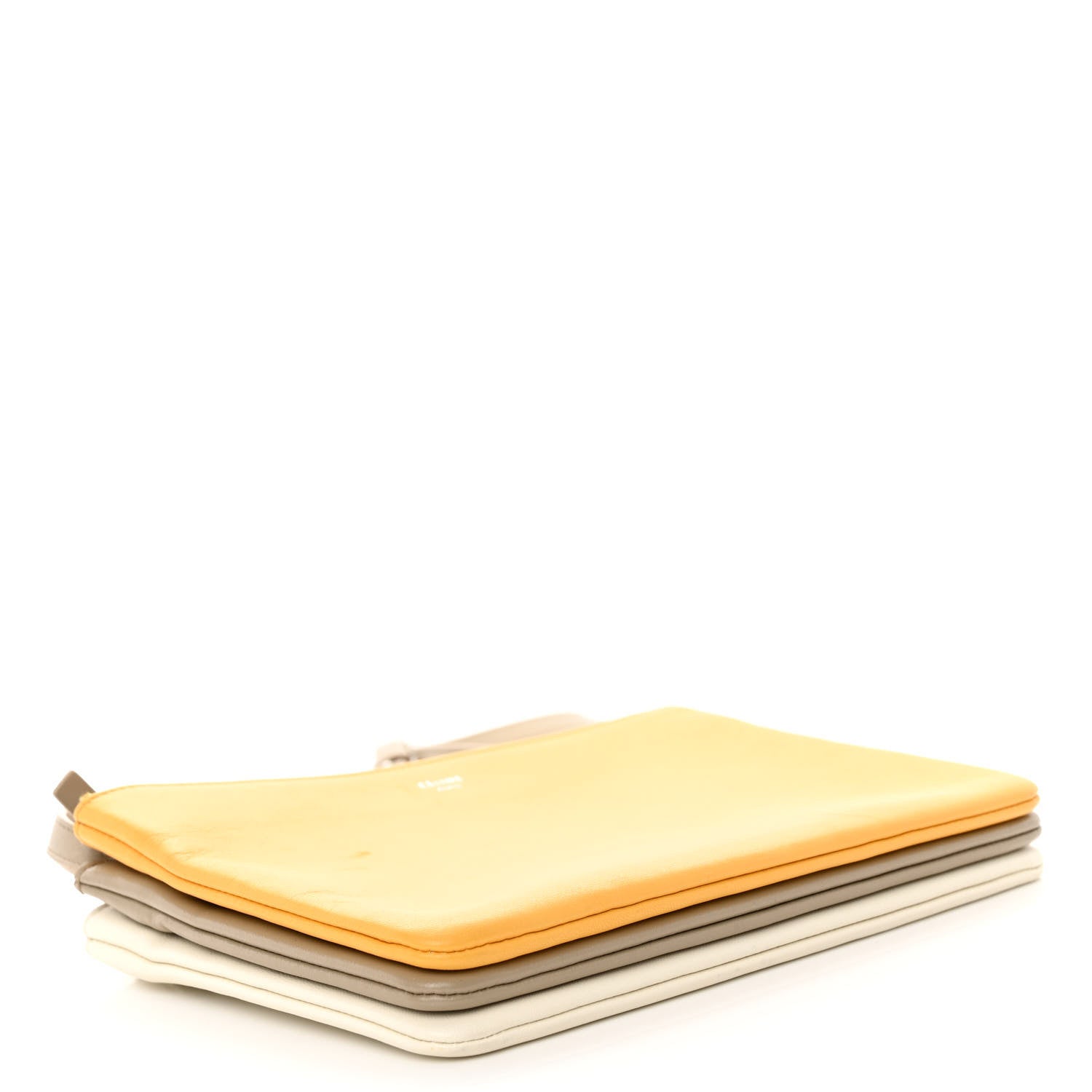 Celine Lambskin Small Trio Crossbody Bag Yellow Taupe White 4 of 12