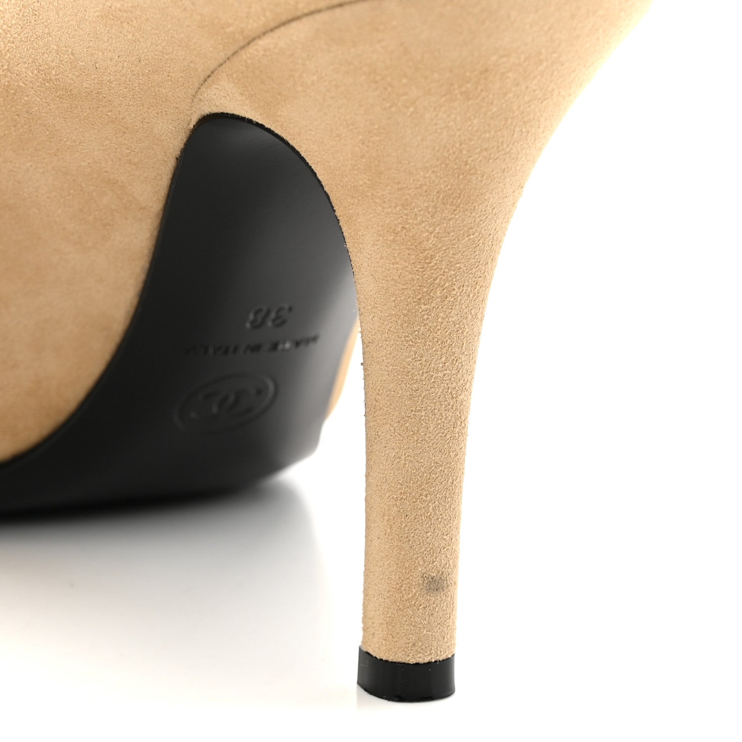 Chanel Suede Patent Calfskin Pumps 38 Beige Black 10 of 13