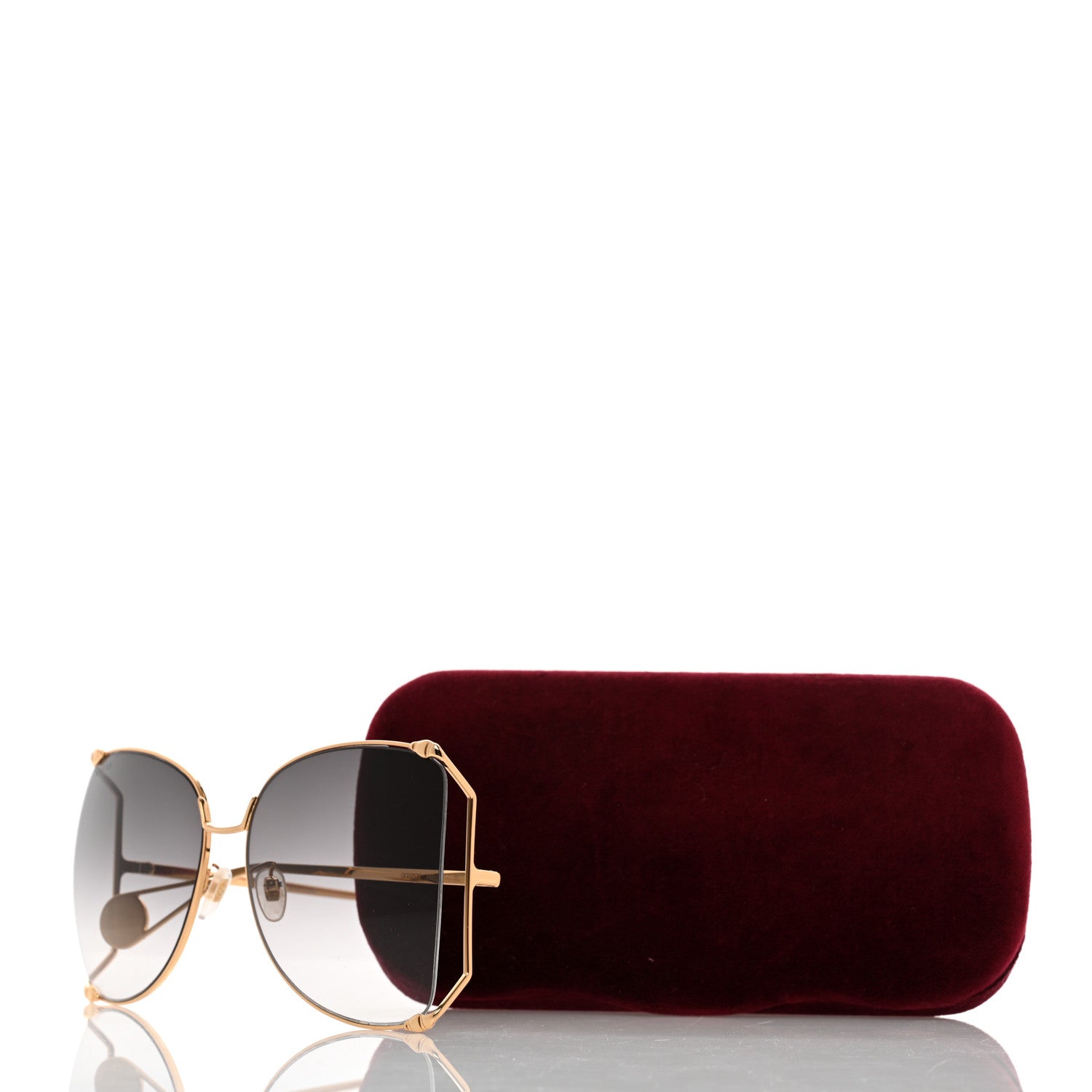 Gucci Oversized Round Sunglasses GG0252S Gold Brown 8 of 8