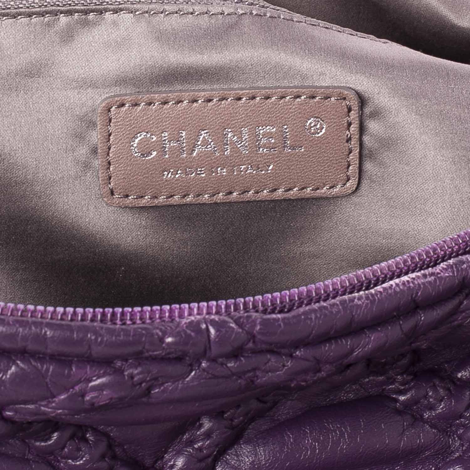 Chanel Quilted Lambskin Hidden Chain Hobo Purple 7 of 9