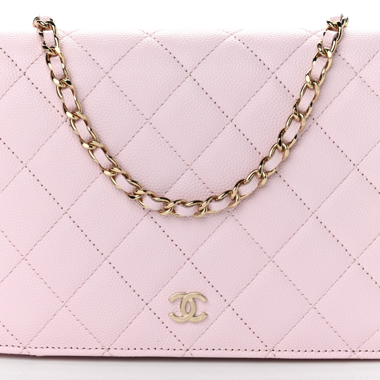 Caviar Quilted Wallet On Chain WOC Light Pink