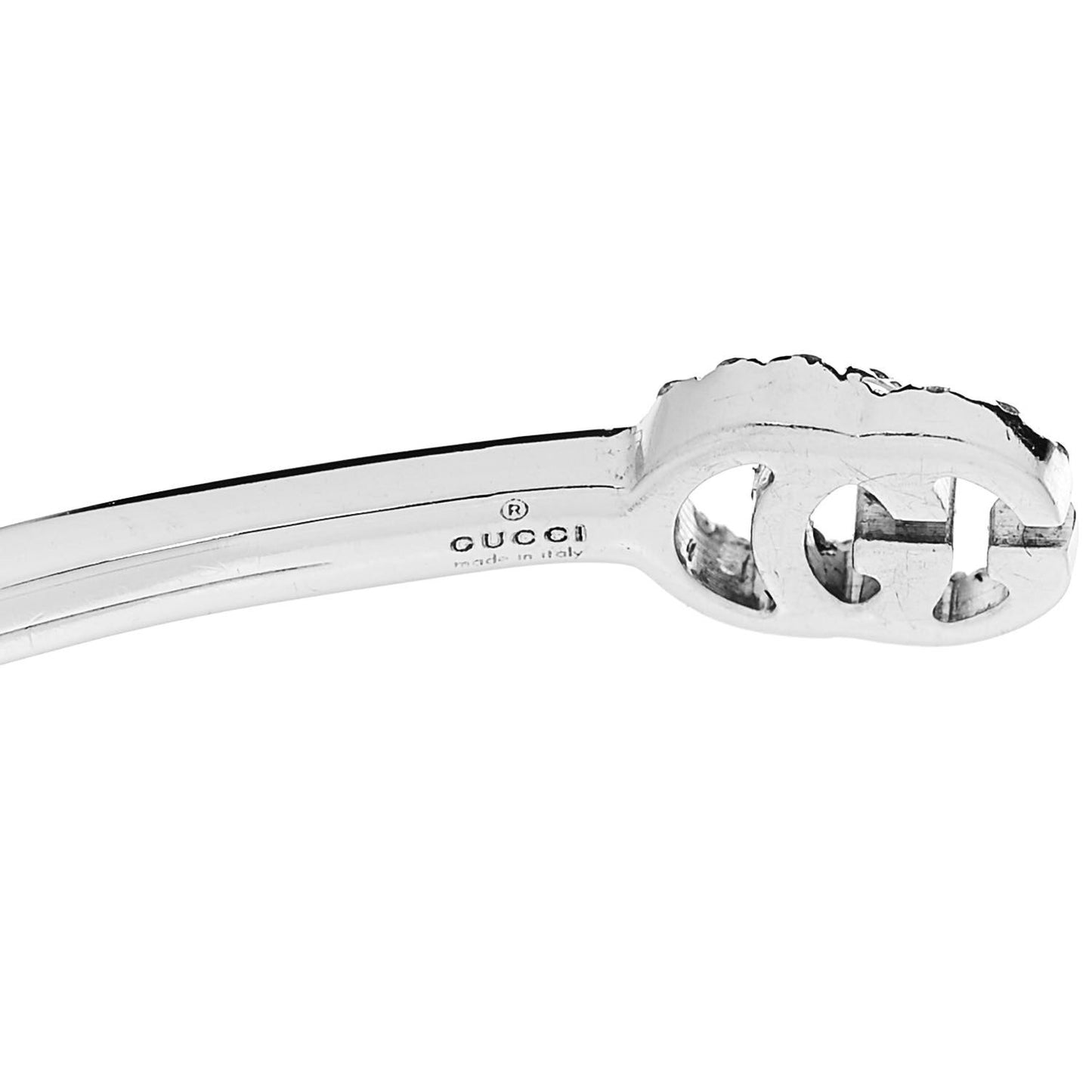 18K White Gold Diamond GG Running Cuff Bracelet
