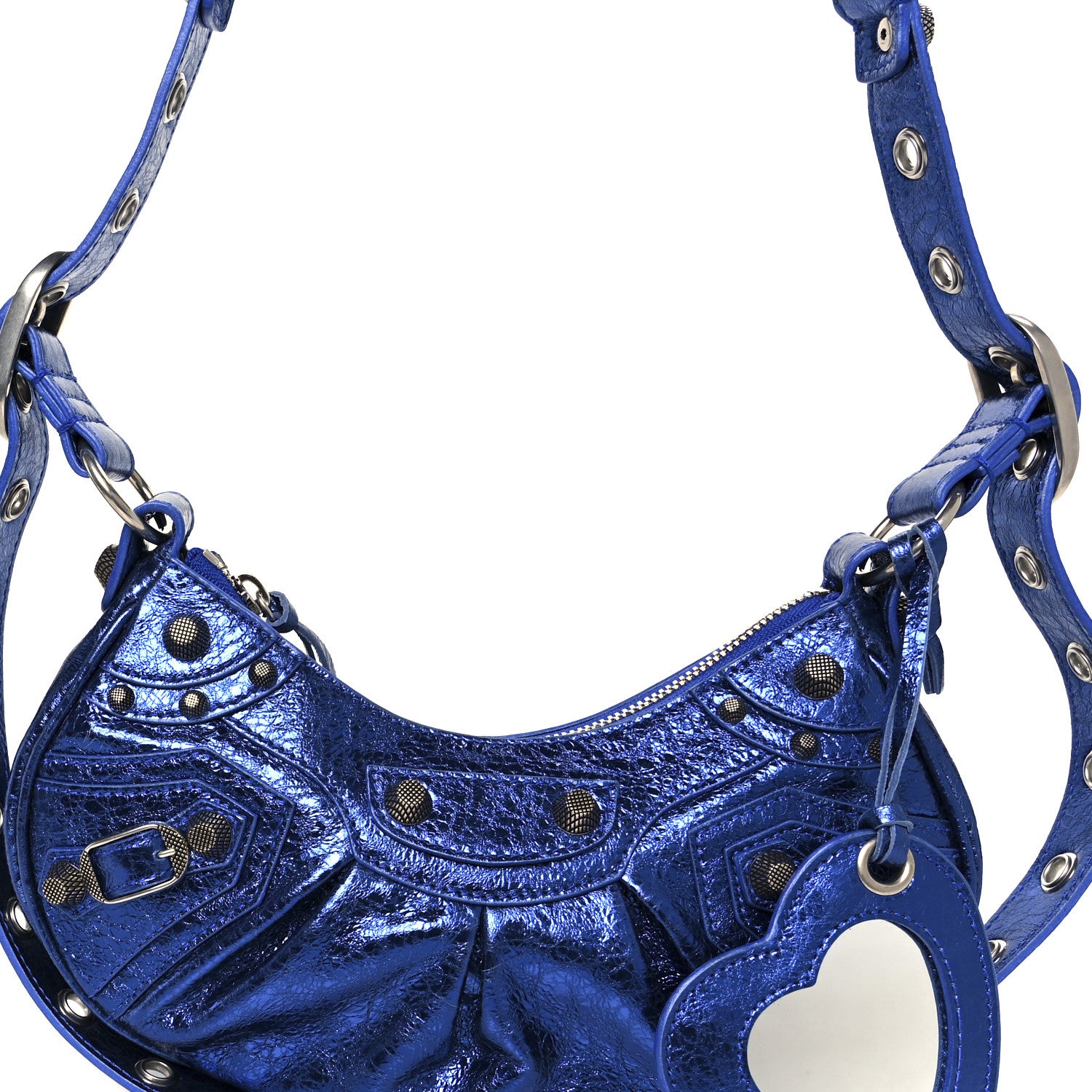 Balenciaga Metallic Arena Agneau Le Cagole Shoulder Bag XS Blue 10 of 12