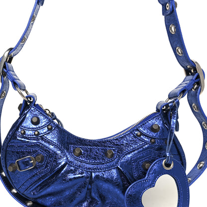Balenciaga Metallic Arena Agneau Le Cagole Shoulder Bag XS Blue 10 of 12