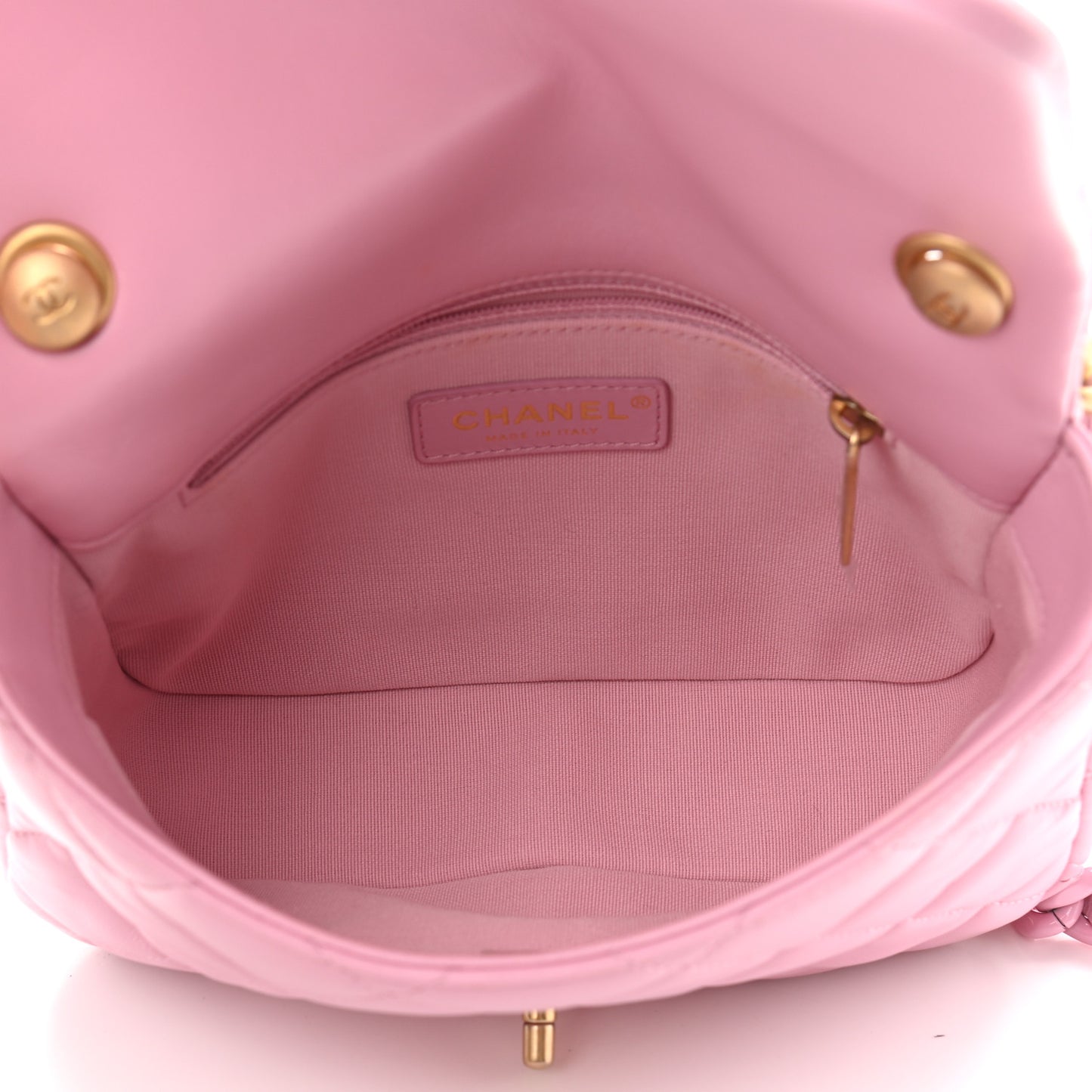 Lambskin Quilted Small Lacquered Chain Flap Pink