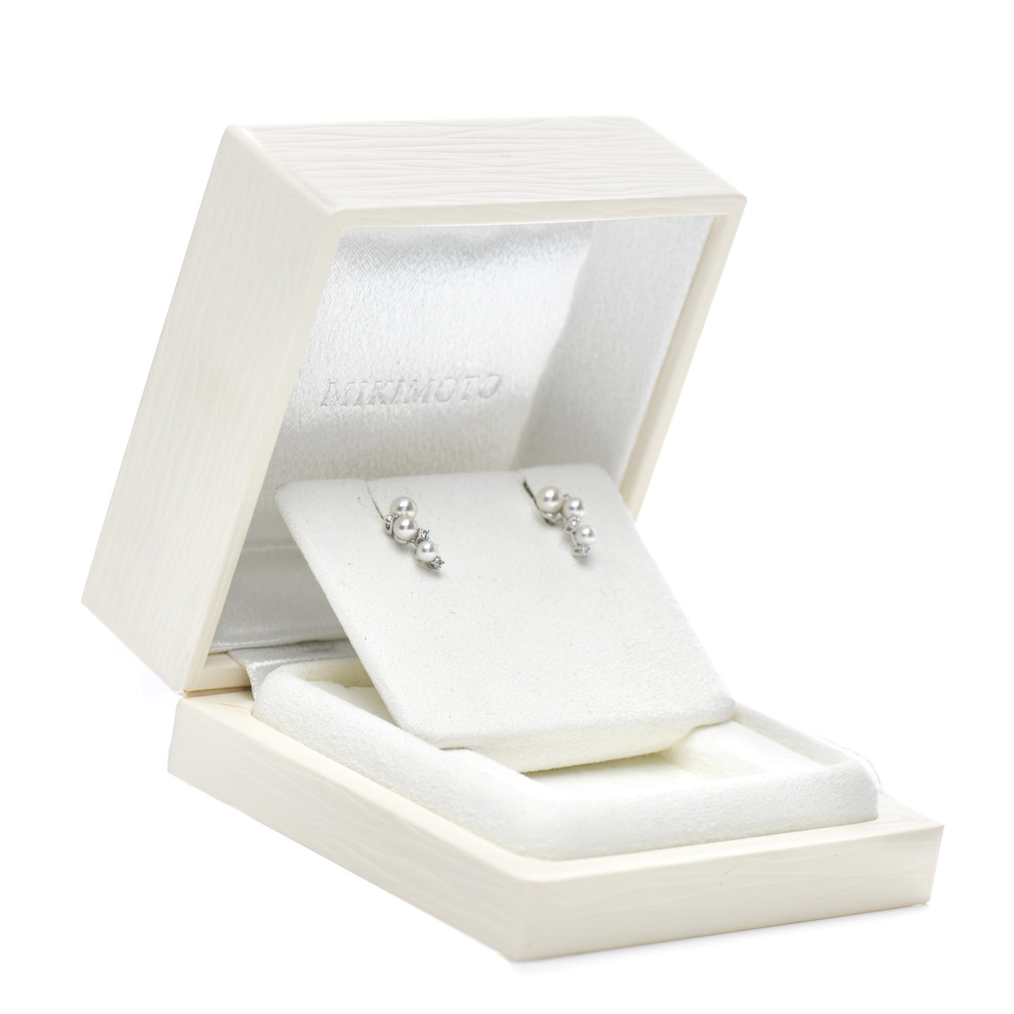 18K White Gold Diamond Akoya Pearl Cluster Earrings