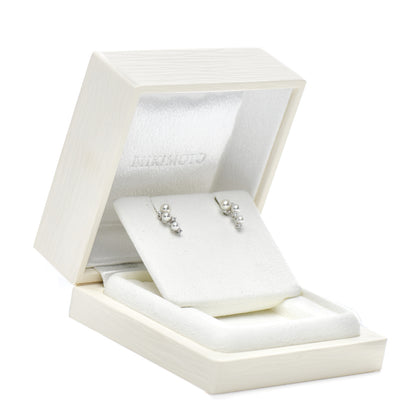 Mikimoto 18K White Gold Diamond Akoya Pearl Cluster Earrings 5 of 5
