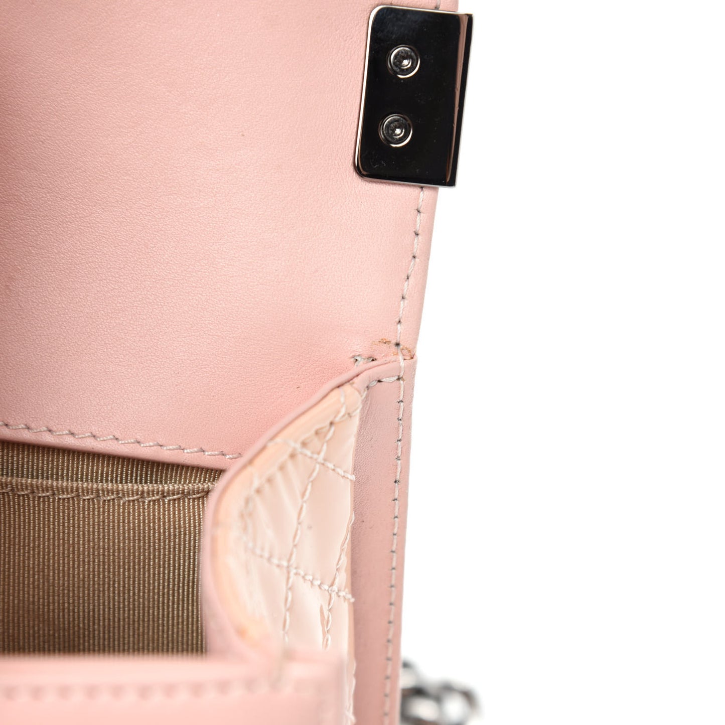 Patent Chevron Quilted Medium Boy Flap Light Pink