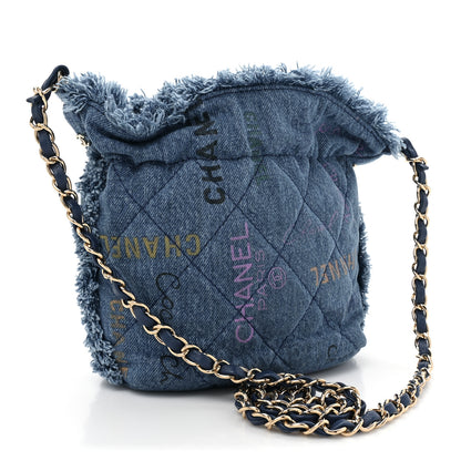 Chanel Denim Quilted Small Mood Bucket With Chain Blue Multicolor 3 of 9