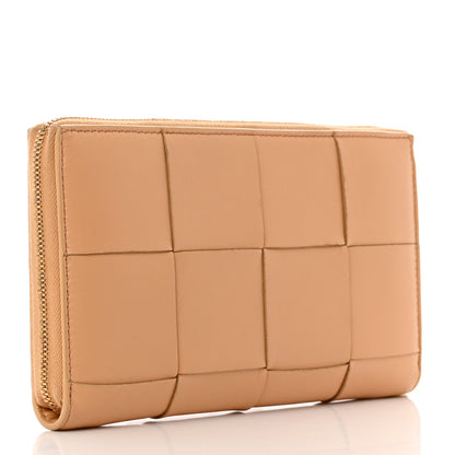 Bottega Veneta Nappa Maxi Intrecciato Zip Around Wallet Almond 3 of 11