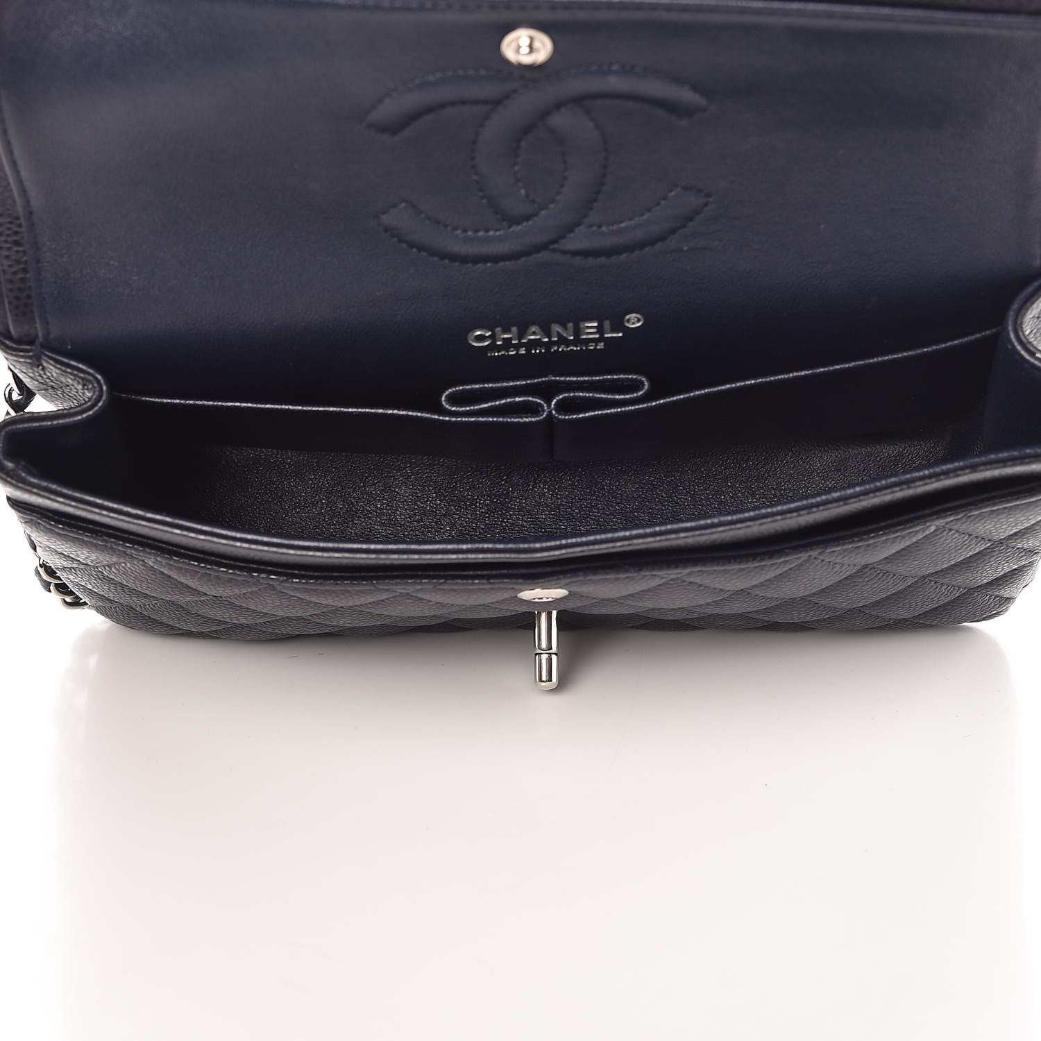 Chanel Caviar Quilted Medium Double Flap Navy 6 of 10