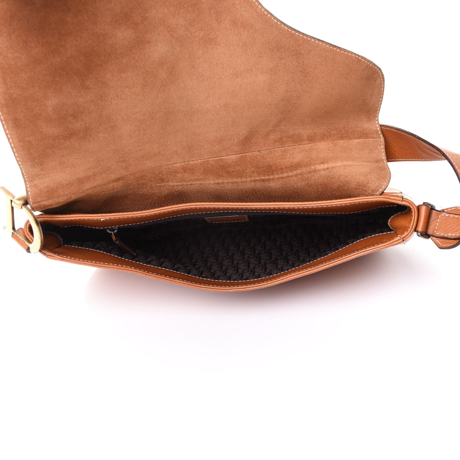 Christian Dior Calfskin Baudrier Double Saddle Bag Brown 5 of 10