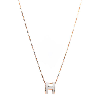Hermes Lacquered Rose Gold Pop H Pendant Necklace White 1 of 7