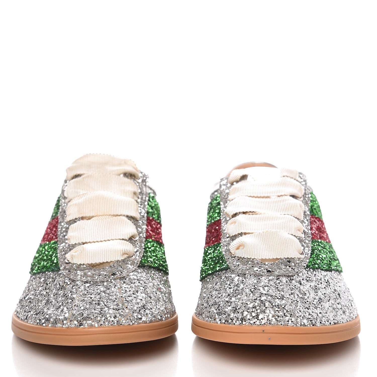 Gucci Glitter Fabric Web Mens Falacer Sneakers 7 Silver 2 of 10
