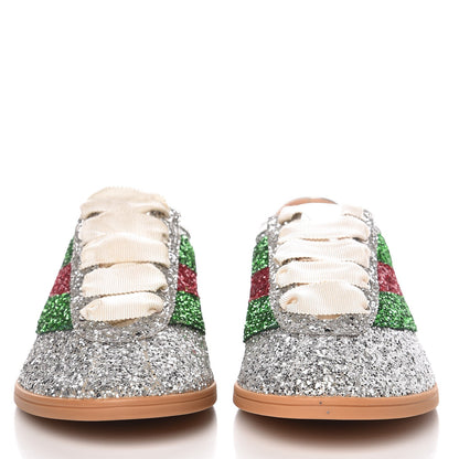 Gucci Glitter Fabric Web Mens Falacer Sneakers 7 Silver 2 of 10